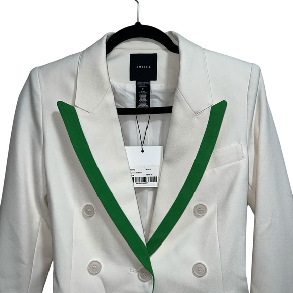 NEW NWT SMYTHE Taped Not A DB Blazer Jacket In Tennis Ivory & Green - Picture 4 of 9